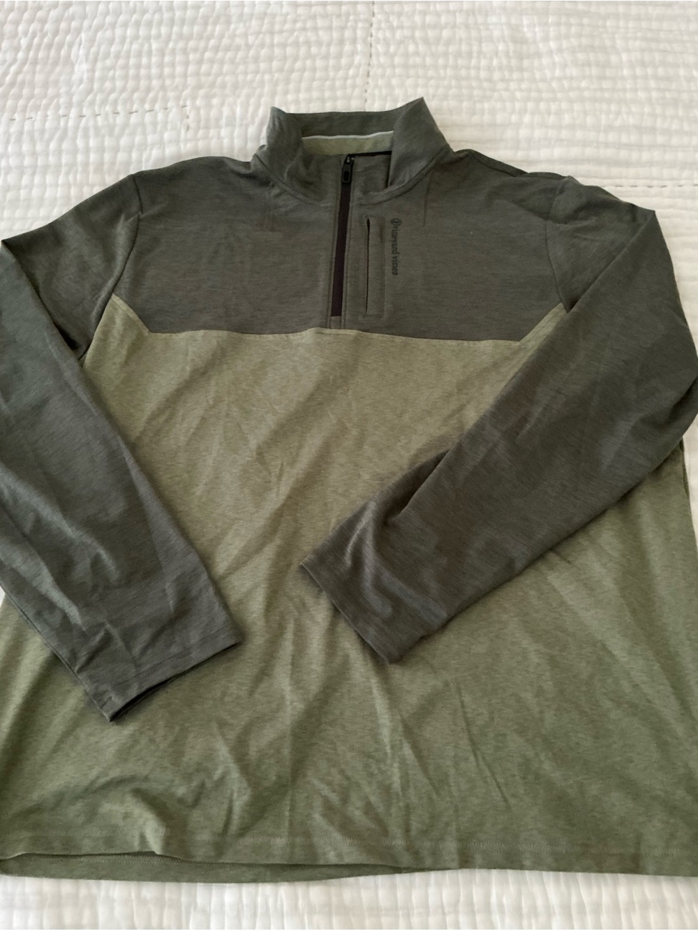 Vineyard Vines Men’s Two-Tone Olive Quarter-Zip Pullover